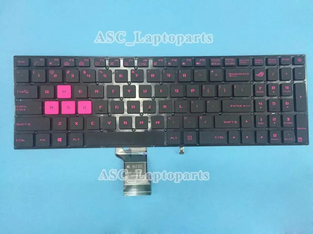 Новая клавиатура US QWERTY для ноутбука Asus GL702VS GL702VM GL702VT GL702ZC(оранжевый/розовый "был") с подсветкой, с оранжевой/розовой печатью