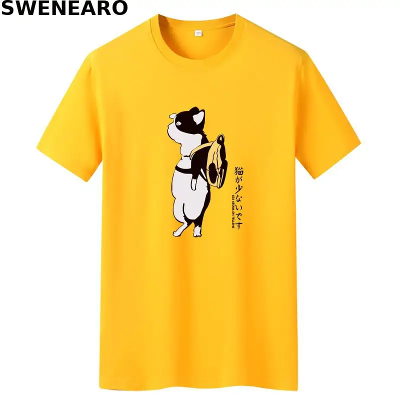 

SWENEARO Summer 100% cotton backpack bear print T-shirt men's casual O-neck short-sleeved brand T-shirt men's breathable T-shirt