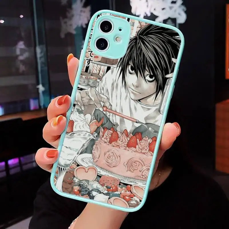 

Death Note Ryuk kira Phone Case For iPhone 12 11 Mini Pro XR XS Max 7 8 Plus X Matte transparent blue Back Cover