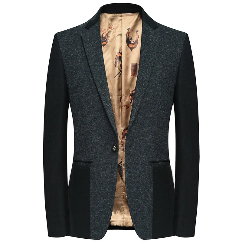 

Spring Autumn Blazers Coat Men Slim Single Button Blazer Suit Jacket Men Business Coat Homme Fashion Wool Casual Blazers Coat