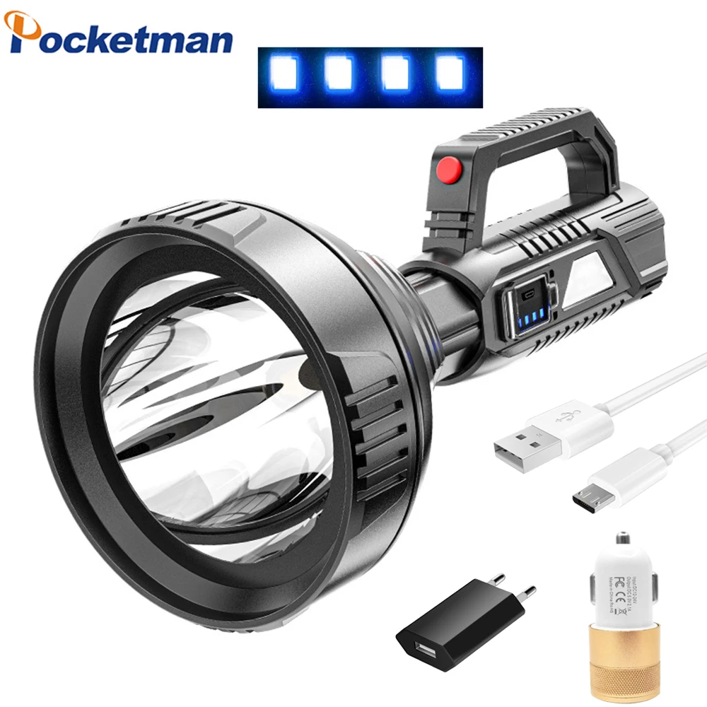 Портативный фонарик-прожектор большого радиуса действия водонепроницаемый