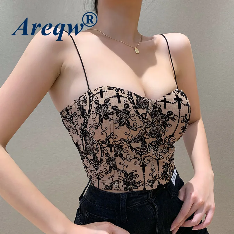 Spring Embroidered Halter Solid Color Pattern Short Slim Round Neck Suspender Vest