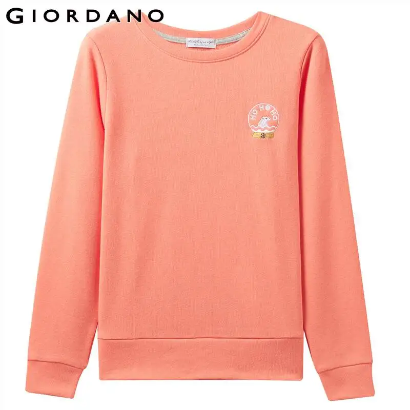 Giordano/Женская толстовка со значки с животными пуловер круглым вырезом махровые