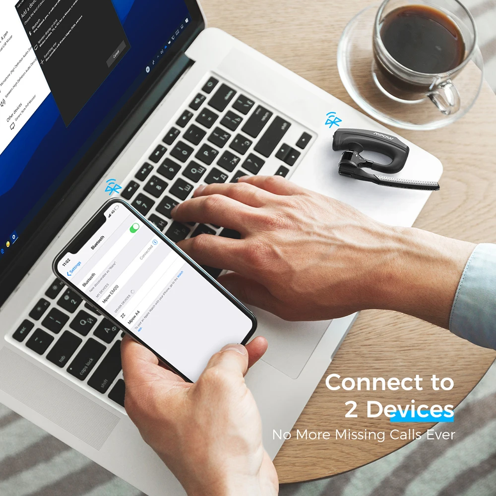 Mpow EM20 Bluetooth наушники с одним дизайном 10 часами воспроизведения Беспроводные