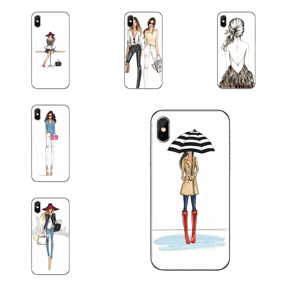 Fashionable Dress Shopping Girl Transparent TPU Skin Cover For iPod Touch Apple iPhone 4 4S 5 5S SE 5C 6 6S 7 8 X XR XS Plus MAX |