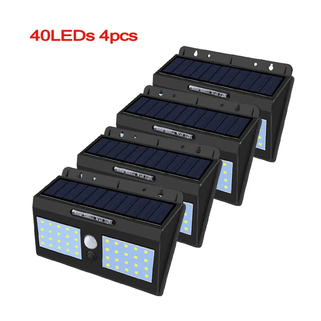 40lEDs 4pcs a lot Светодиодный солнечный уличный свет PIR датчик движения Солнечный сад свет открытый водонепроницаемые гирлянды на солнечной батарее для фонаря сад Лестница украшения - Испускаемый цвет: 40lEDs 4pcs a lot