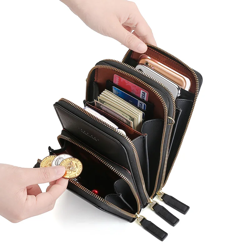 

Brand Design Cellphone Wallet for Women Small Shoulder Bag Touch Creen Phone Pocket Mini Leather Crossbody Hand Bags Lady Purse
