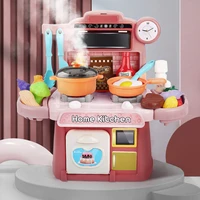 28pcs set kitchen play set kids simulation dinnerware toys with lights sounds mini kitchen food pretend play set for toddlers
