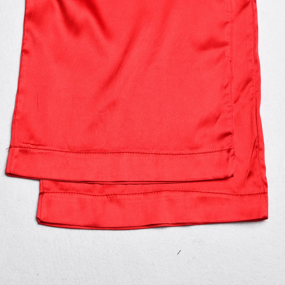 COSYGAL красный повседневный комплект из двух предметов с длинными рукавами, весенний женский комплект 2 шт., офисный женский атласный комплект из 2 предметов для женщин