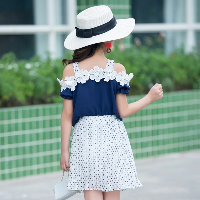 Детские Комплекты одежды для девочек летние кружевные платья с цветочным