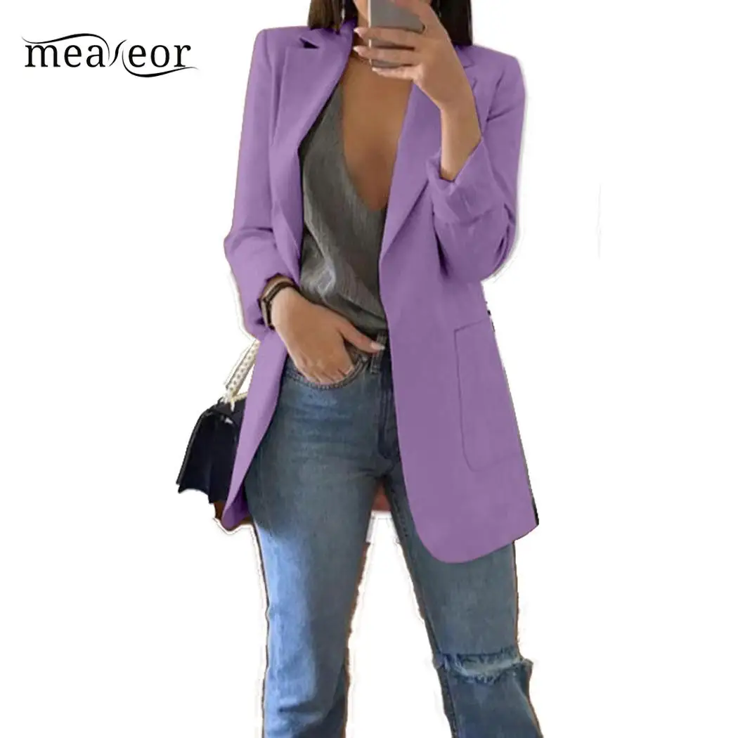 Для женщин Стильный женский осенний кардиган пиджак отложной воротник длинный