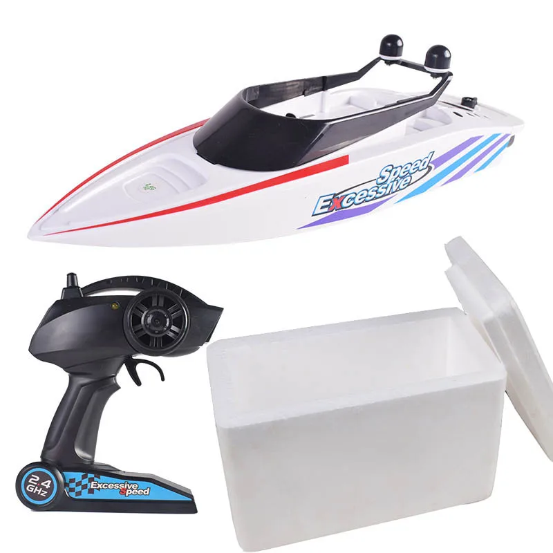 White Foam Box Радиоуправляемая лодка скоростная лодка 4 канала высокая скорость F1 лодки водяная игрушка электрическая гоночная скоростная лодка 4 канала водонепроницаемые игрушки - Цвет: White Foam Box