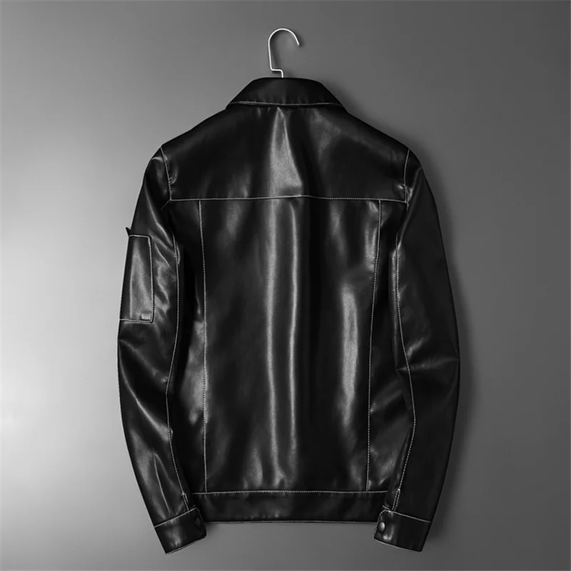 

LANDISTO men jacket leather jacket men/ /men's jacket Pocket decoration PU jacket men clothing Motorcycle style