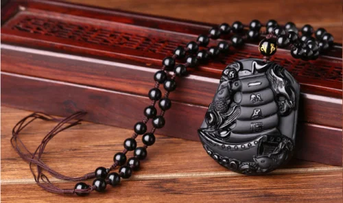 LETSFUN Изящные Ювелирные изделия из натурального обсидиана ручная резная лодка