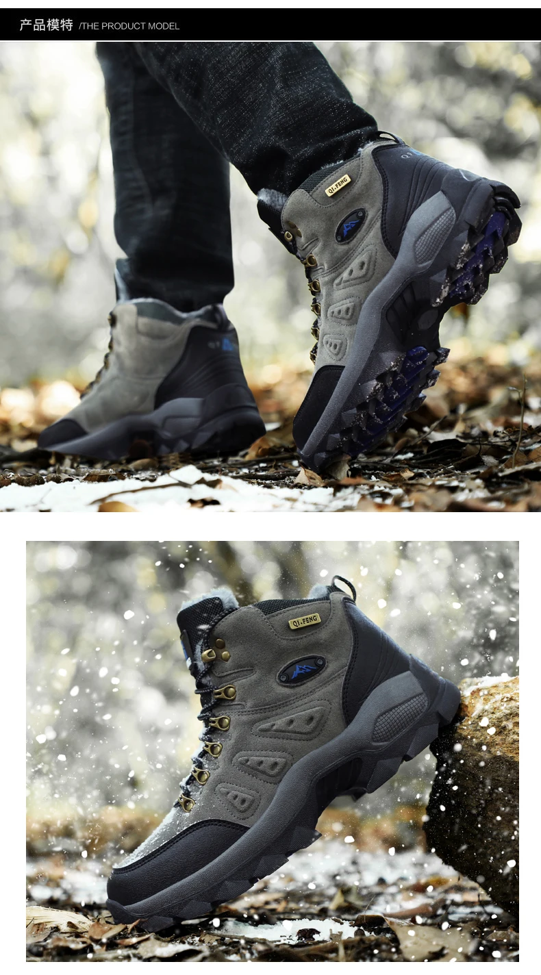 Winter Men's Ankle Boots Classic Outdoor Athletic Sneakers Athletic Shoes Women Boots Female Warm Large Size Cotton Shoes 36-48