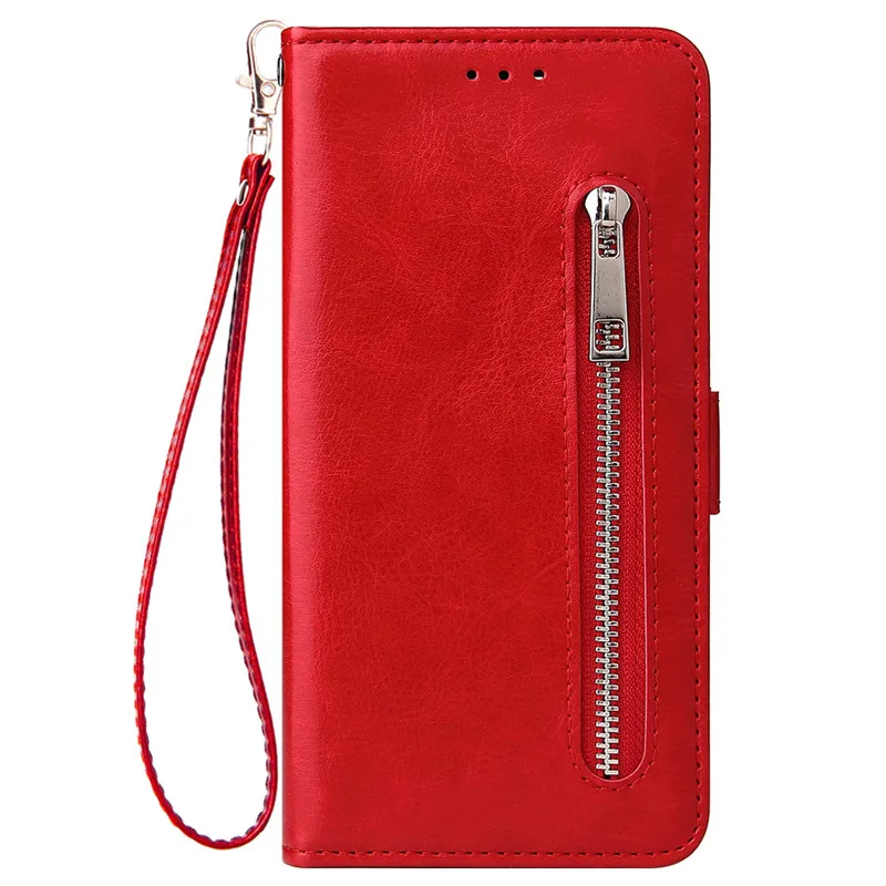 Red Чехол-кошелек на молнии для iphone 11 PRO MAX X XR XS Max Fundas силиконовый Флип кожаный чехол для iphone 6 7 8 6s Plus Case Capa - Цвет: Red