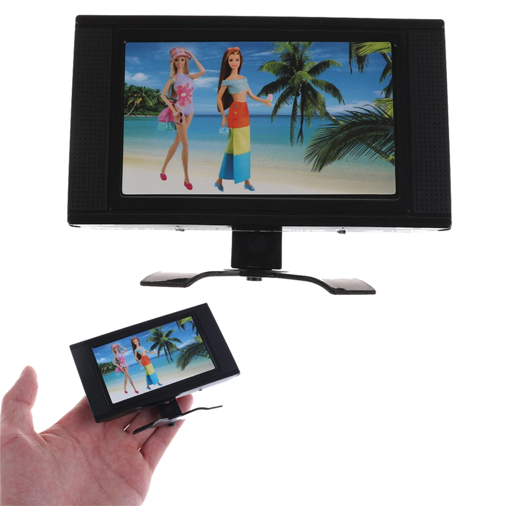 

New Plastic Doll Furniture Flat Screen Detachable LCD TV Child Play For Dollhouse Dolls Accessories