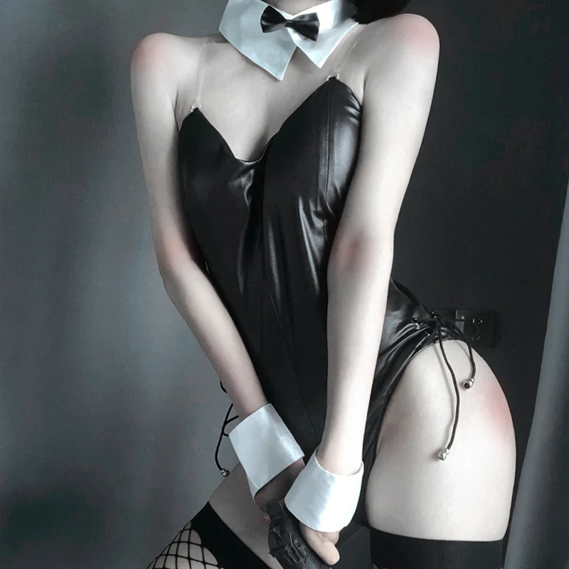 

Sexy Cute Bunny Girl Cosplay Jumpsuit Anime Sakurajima Mai Girls Senpai Cosplay Costume Faux Leather Woman Black Rabbit Costumes