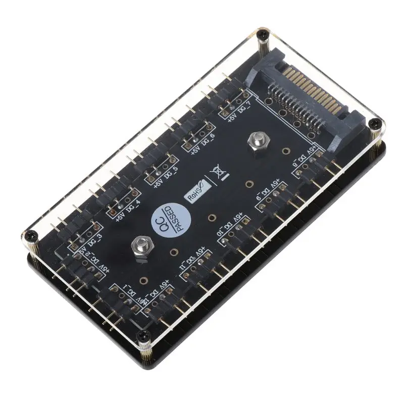 12 Way 5V RGB LED Splitter HUB with PMMA Case and Magnetic Standoff SATA 15-Pin Power Supply for asus/MSI 3Pin | Компьютеры и офис