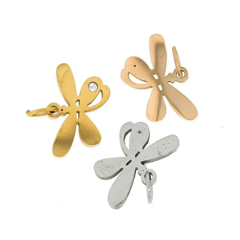 Модный хрустальный кулон Стрекоза из нержавеющей стали мини-кулон критал