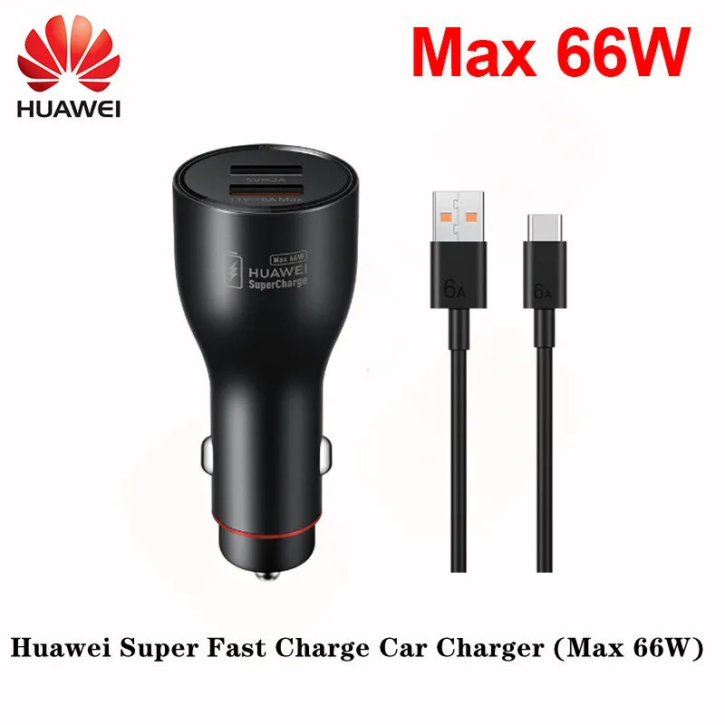 

Автомобильное зарядное устройство Huawei с двумя USB-портами, супербыстрая зарядка, макс. 66 Вт, 5 В-2 а, с кабелем Type-C для Huawei Mate 40 Pro P50