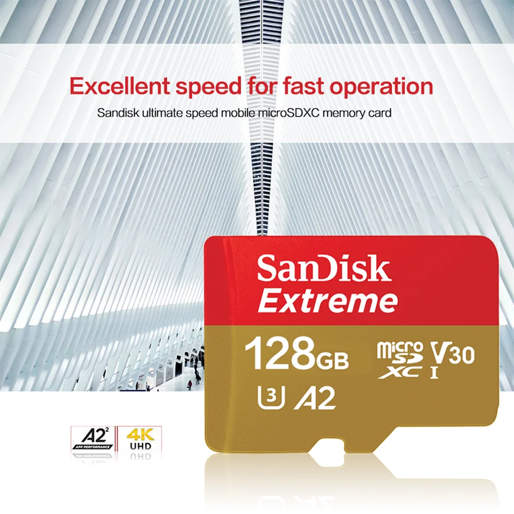 Карта памяти SanDisk A2 U3 V30 Extreme MicroSD 2 шт. 1 ТБ 512 ГБ 400 256 128 64 32 A1 для DJI drone с рамкой 4K60 |