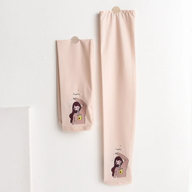 

2pcs/pairs Summer Ice Silk Sun Protective Sleeve Kawaii Print Female Arm Sleeve Mosquito Repellent Cooling Gloves