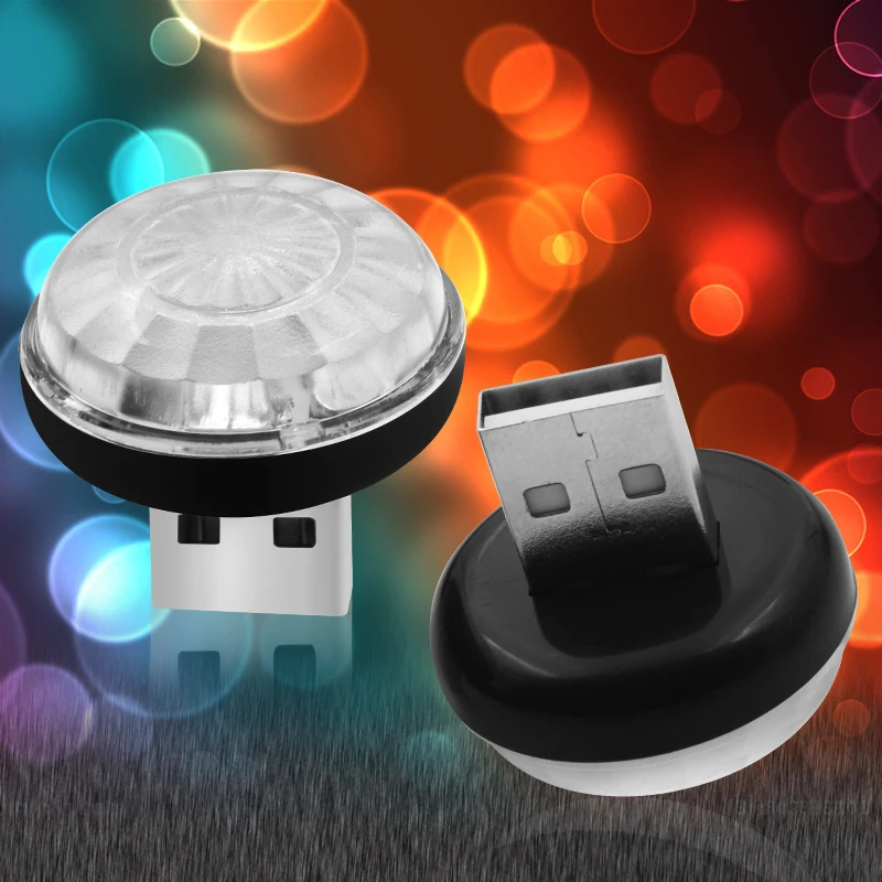 Автомобильный светодиодный USB атмосферный свет диджейский RGB цветной мини для