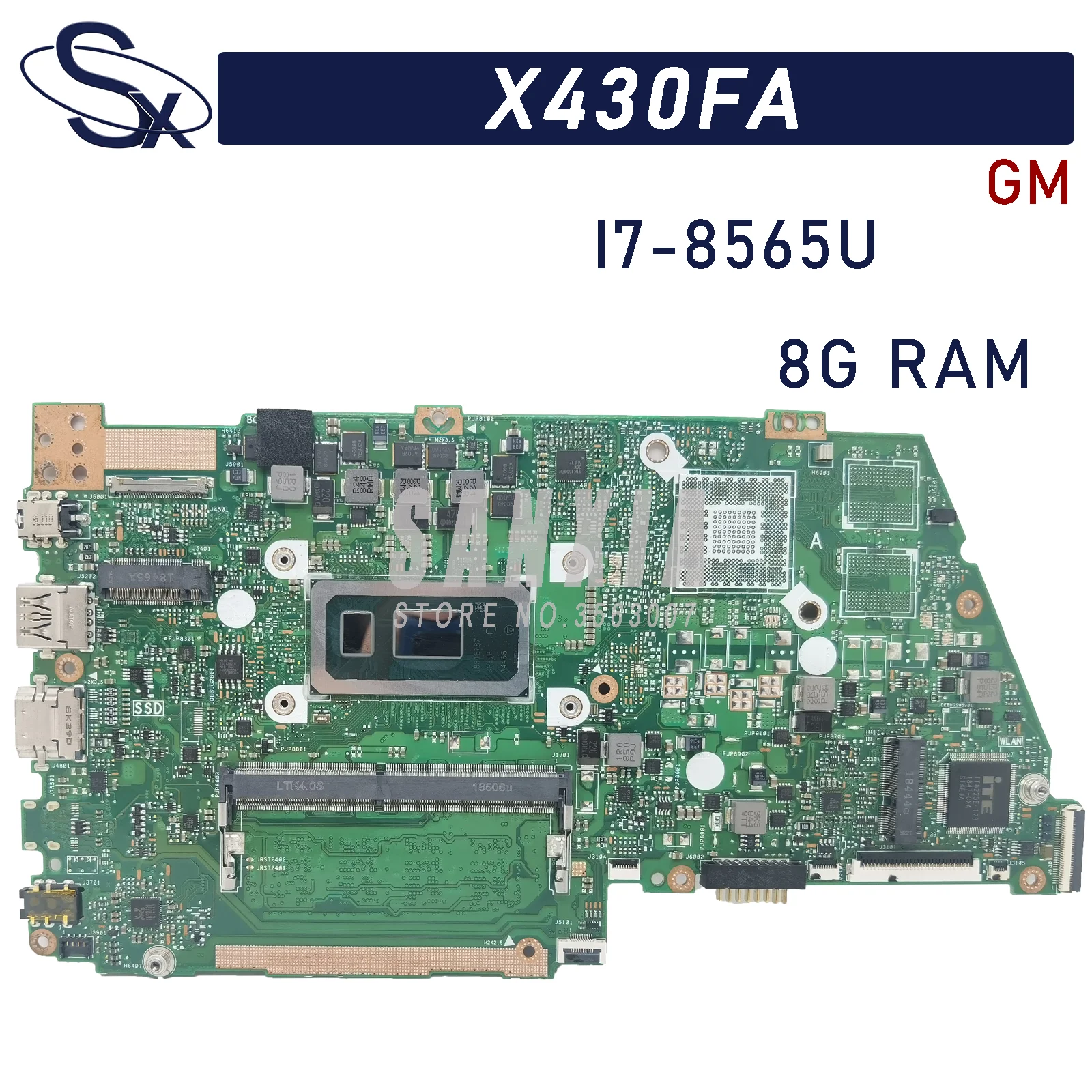 

X430FA подходит для ноутбука ASUS VivoBook S14 S430FA X430F X430FA S4300F X430FN материнская плата I7-8565U 8G-RAM (GM) 100% ТЕСТ ОК