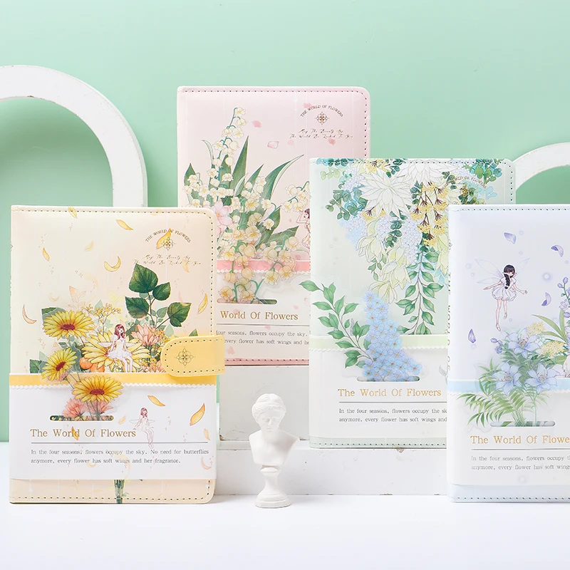 

32k Color Inner Page Notebook Flower Diary Pu Cover Scrapbook Beautiful Gift Diary Books