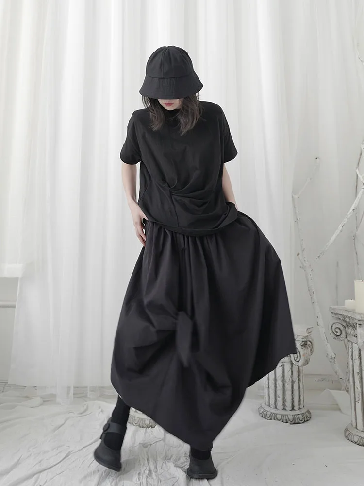The design feels small minority Japanese original design Yamamoto dark bow irregular mid-length skirt woman