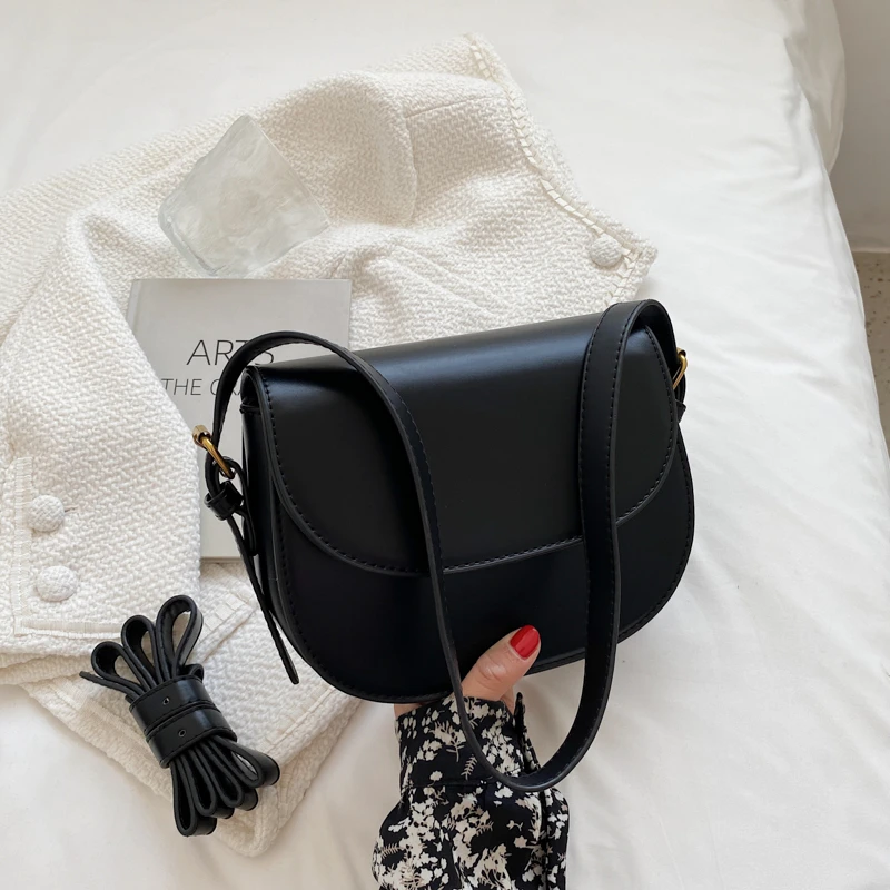 

Casual Saddle Soft Leather Crossbody Bags for Women 2021 New Female Luxury Design Shoulder Messenger Women's Bag Strap Handbag
