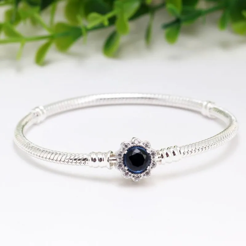 

Новый Pan 925 серебряные блестящие жизнь модные синие звезды короны цепочка из змеиных костей для женщин Свадебные неожиданного подарка ювели...