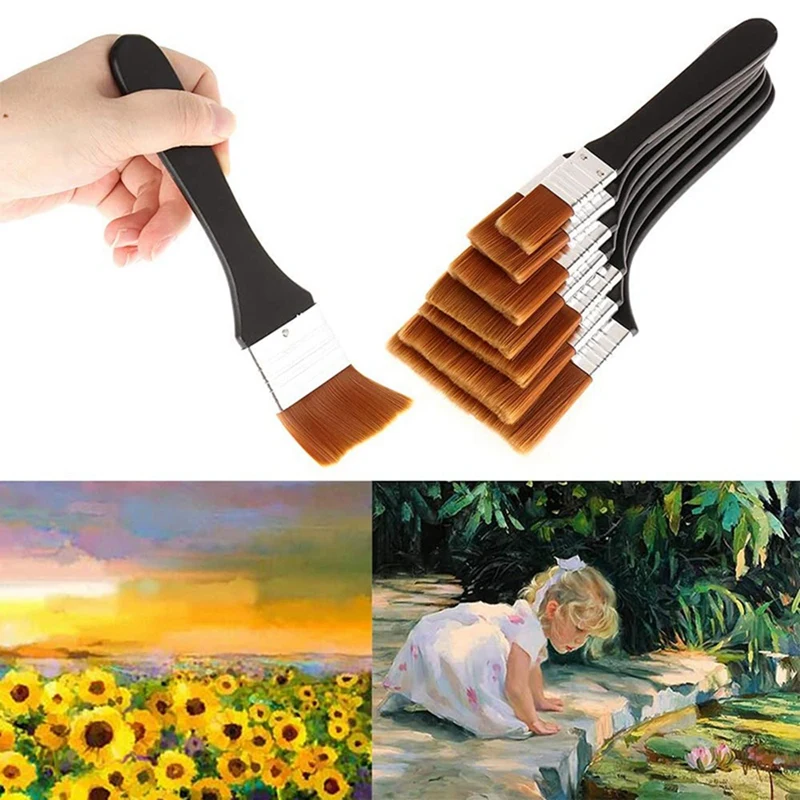 

7Pcs Flat Head Paint Brush,Art Paintbrush Sets,Long Handle Cleaning Brushes & 1set Children Desk Lamp Table Light