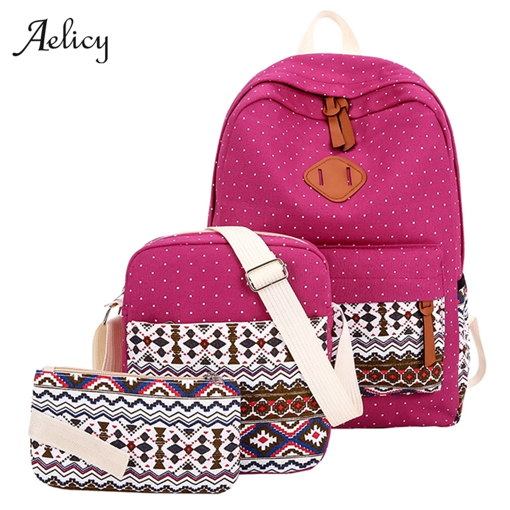 Женский холщовый рюкзак Aelicy 3 шт./компл. школьные ранцы в полоску для девочек и
