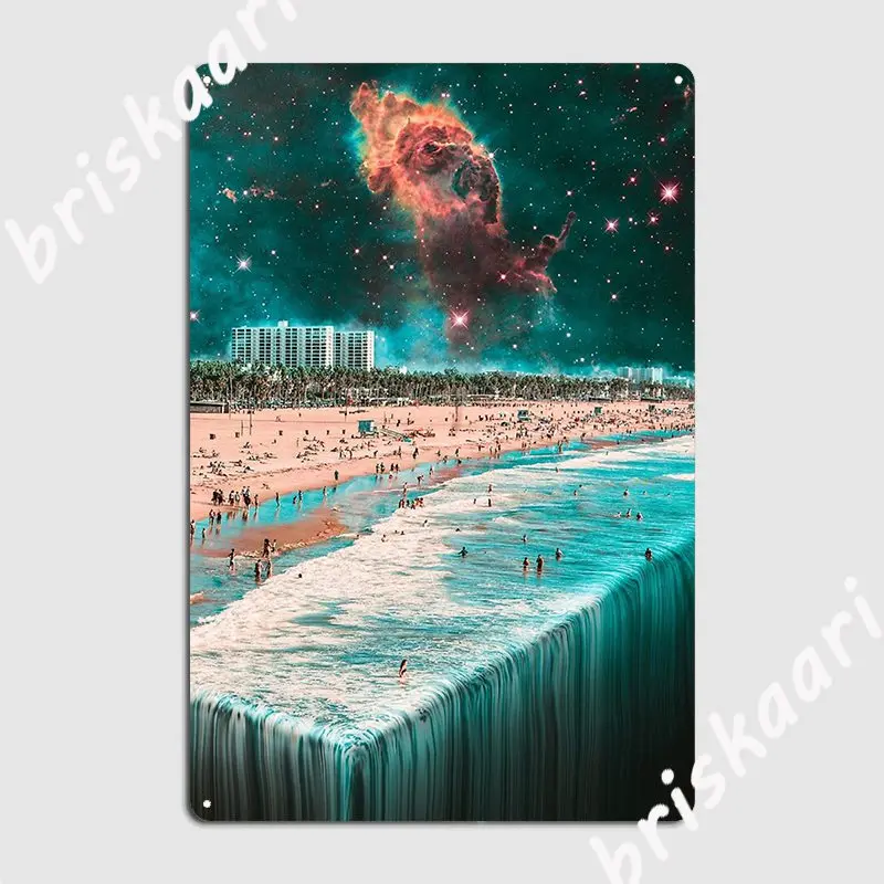 

Металлическая табличка с космическим водопадом, дизайн клуба, вечеринки, паба, гаража, жестяной плакат