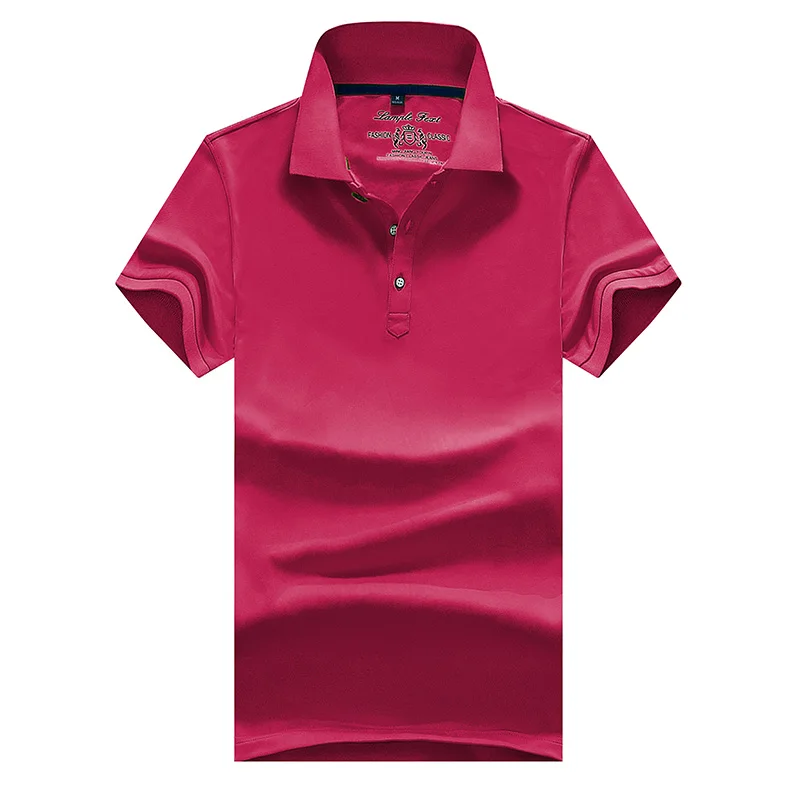 Pink 2858 Брендовая одежда, мужская рубашка поло с коротким рукавом, мужская хлопковая однотонная Повседневная рубашка поло, Мужская брендовая Модная приталенная рубашка поло, S-3XL - Цвет: Pink 2858