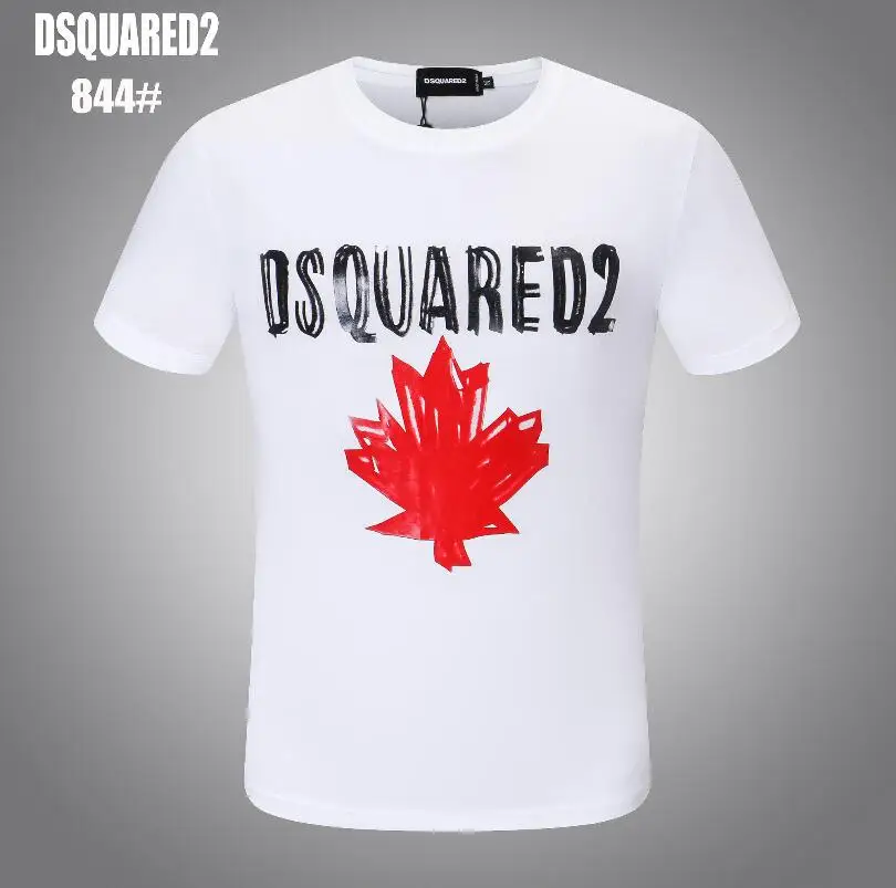 

Принт "Кленовый лист" Dsquared2, хлопковая футболка с надписью, приталенный силуэт, топ, рубашки в уличном стиле