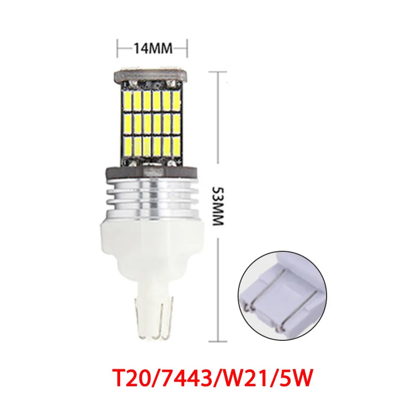 2 шт. автомобиля 1157 BAY15D p21/5 Вт 1156 BA15S T20 W21W T15 T25 3156 3157 4014led 45 SMD вело высокий автоматический поворот Стоп Хвост светильник - Испускаемый цвет: T20 7443