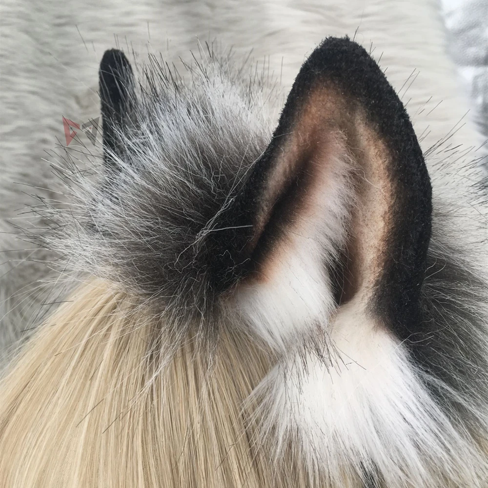 Обруч для волос с серыми и белыми ушками волка косплея| |