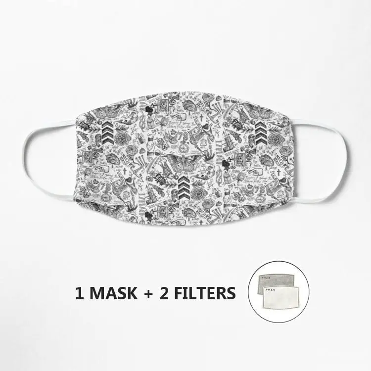 

One Direction Tattoos Mask Women Mens 3d Funny Mouth Mark Cover Face Mask Washable Hip Hop Party Magic