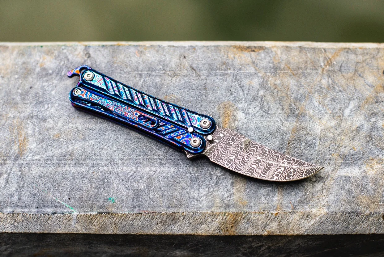 MoyeWorks High-end Limited Edition Titanium Damascus Handle Blade Portable Detachable Knife Collection | Инструменты