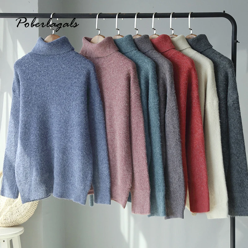 Новый Повседневный толстый осенне зимний свитер с высоким воротником пуловер