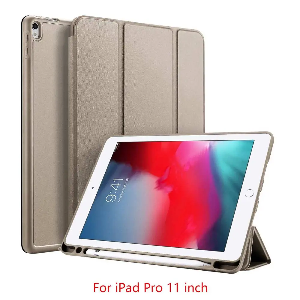 Gold Pro 11 DUX DUCIS умный чехол для iPad Air PU кожаный флип Мягкий Чехол для iPad 9,7 Pro 10,5 11 12,9 Mini 5+ карандаш держатель - Цвет: Gold Pro 11