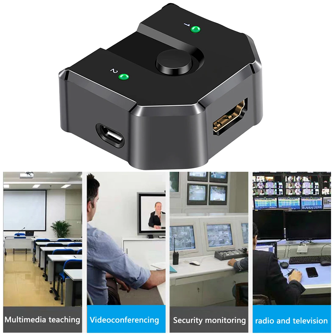 

2 In 1 Out ABS Full HD Splitter Stable Plug And Play Selector Universal Video Distributor Sharing Bi-directional 3D 4K