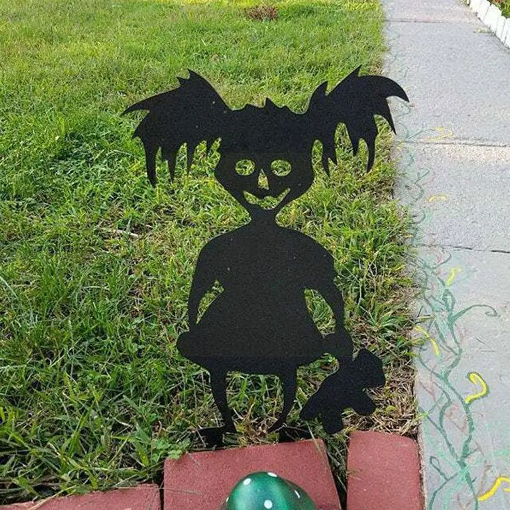 

1 шт. железная металлическая поделка для Хэллоуина сад Хэллоуин металлическая девушка зомби водонепроницаемый призрак рукоделие двор знак ...