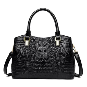 vintage crocodile genuine leather luxury ladies handbags women bags fashion designer woman shoulder bag female bolsas feminina free global shipping