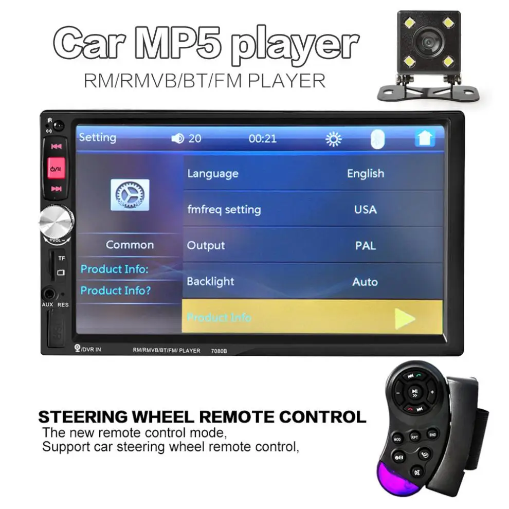 7 дюймов HD 2 Din Bluetooth автомобильный MP5 плеер стерео аудио FM Радио сенсорный экран
