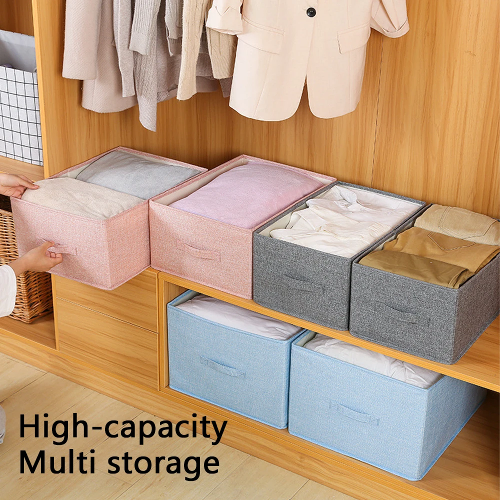

Home Clothing Organizer Cotton Linen Storage Box Closet Desktop Sundries Organizer Foldable Washable Storage Basket