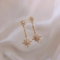 2020 fashion gold star long earrings with versatile personality and elegant jewelry